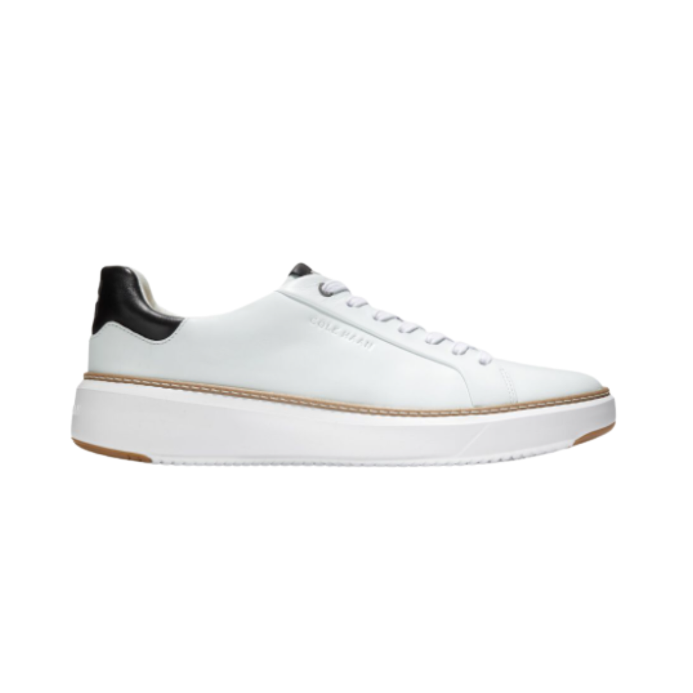 Cole Haan Men’s GrandPrø Topspin Leather Sneakers – Optic White, Wide