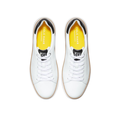 Cole Haan Men’s GrandPrø Topspin Leather Sneakers – Optic White, Wide