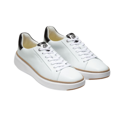 Cole Haan Men’s GrandPrø Topspin Leather Sneakers – Optic White, Wide