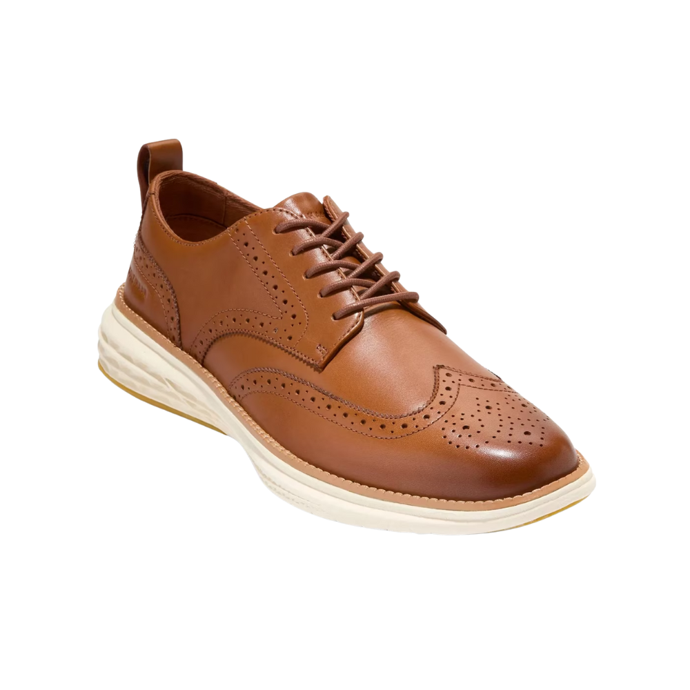Cole Haan Men's Grand Hurrion Wingtip Oxford Brtitish Tan/Ivory Medium
