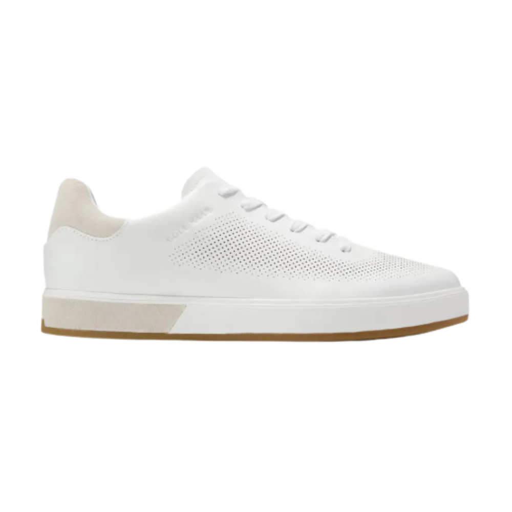 Cole Haan Grandpro Angleace Modern Lightweight Leather Sneakers, Optic White/Silver Birch, Med