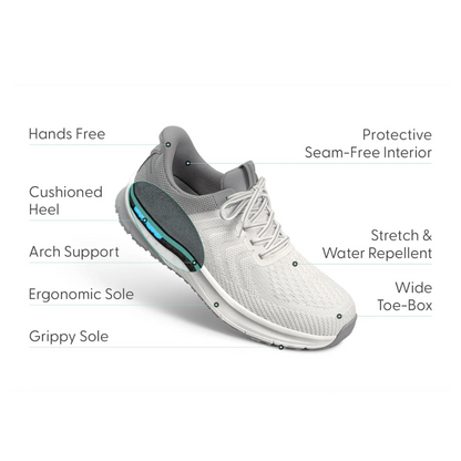 Orthofeet Men’s Tilos Hands‑Free Athletic Sneaker – White  20023M