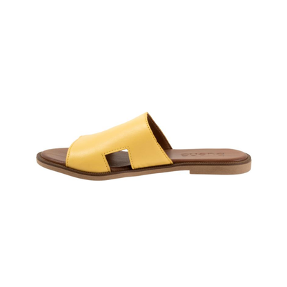 Bueno Hendrix Women's Leather Slide Sandals Mustard
