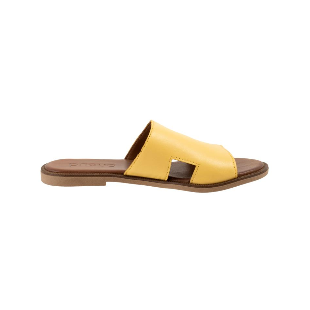 Bueno Hendrix Women's Leather Slide Sandals Mustard