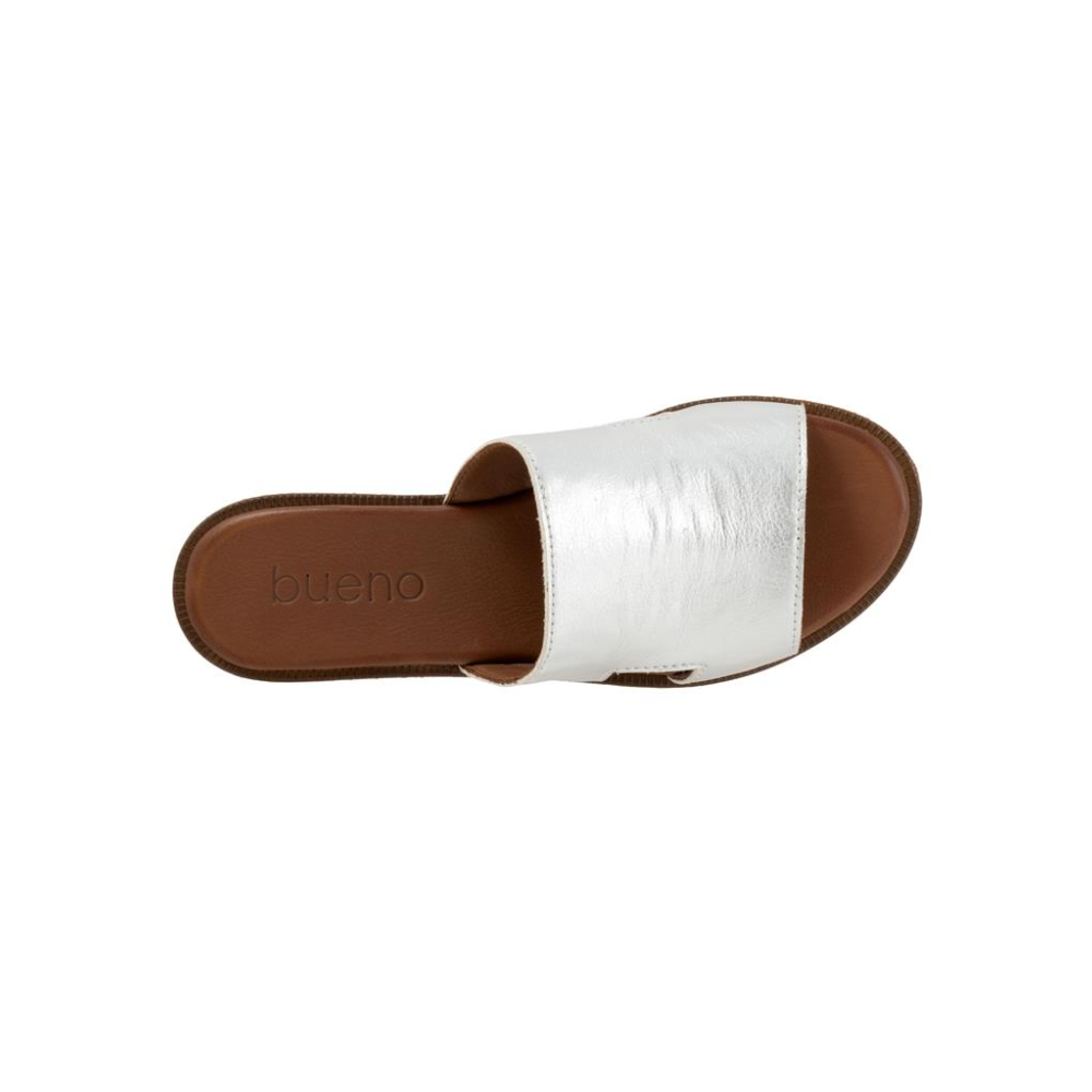 Bueno Hendrix Women's Leather Slide Sandals Dark Silver