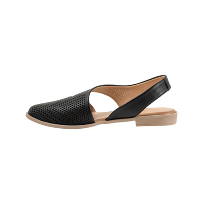 Bueno Bianca Perf Women’s Leather Asymmetrical Flat Shoes Black