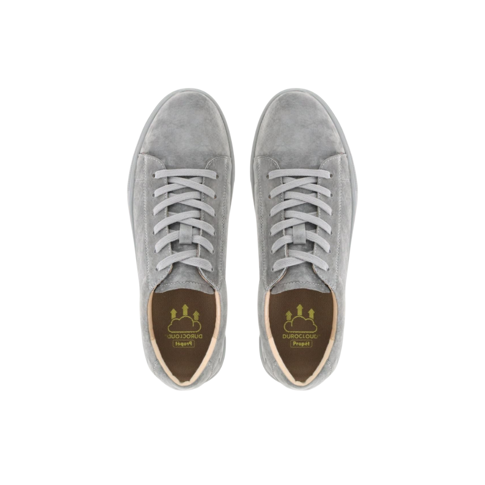 Propét Kenji Men’s Casual Suede Sneakers – Grey Med, XX Wide
