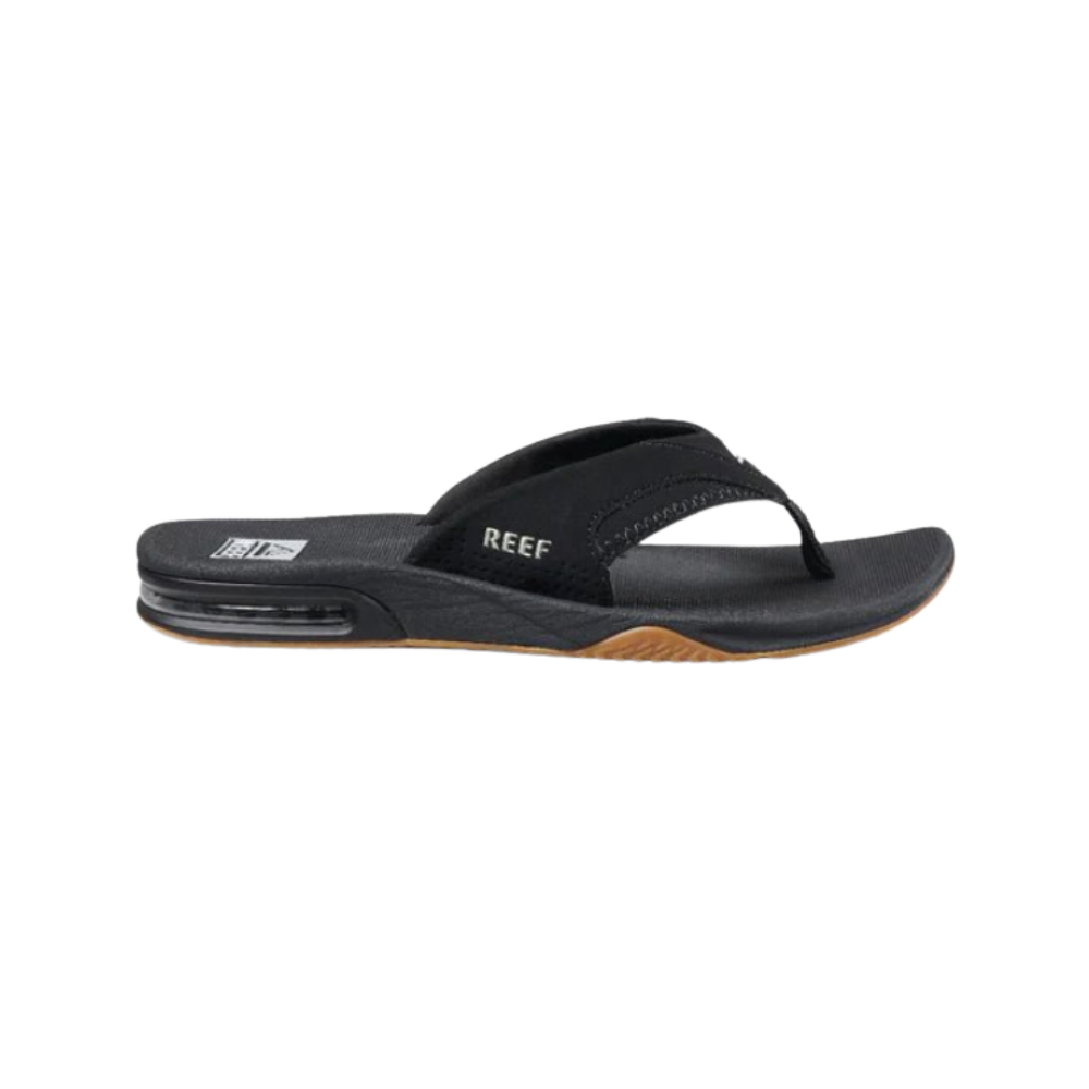 Reef Men's Fanning Bottle Opener Flip Flop Thong Sandal -Black/Silver