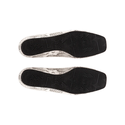 SoftWalk Women’s Viana Flat Square-Toe Leather Shoes Black White Snake