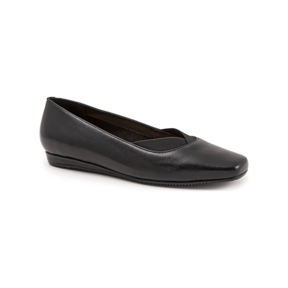 SoftWalk Viana Women's Leather Square Toe Comfort Flat - Black