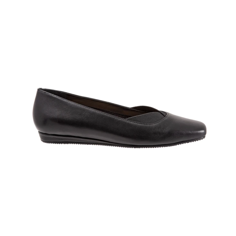 SoftWalk Viana Women's Leather Square Toe Comfort Flat - Black