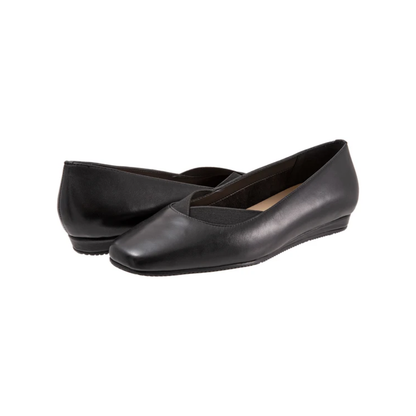 SoftWalk Viana Women's Leather Square Toe Comfort Flat - Black
