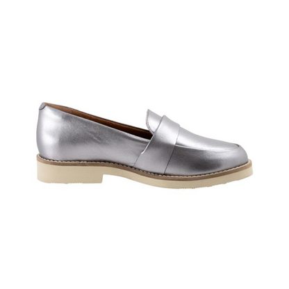 SoftWalk Walsh Women's Leather Loafer Shoes with Arch Support - Pewter