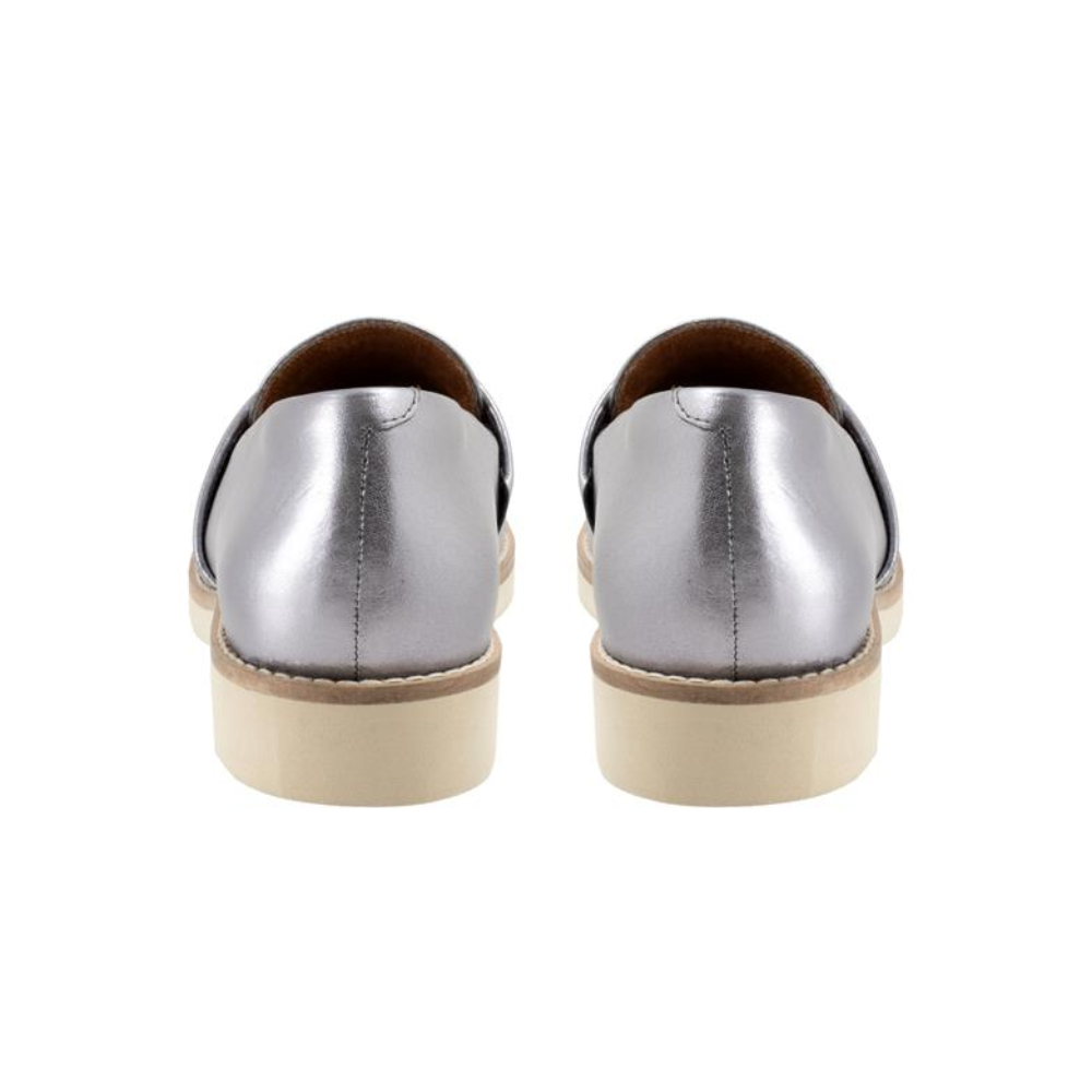 SoftWalk Walsh Women's Leather Loafer Shoes with Arch Support - Pewter
