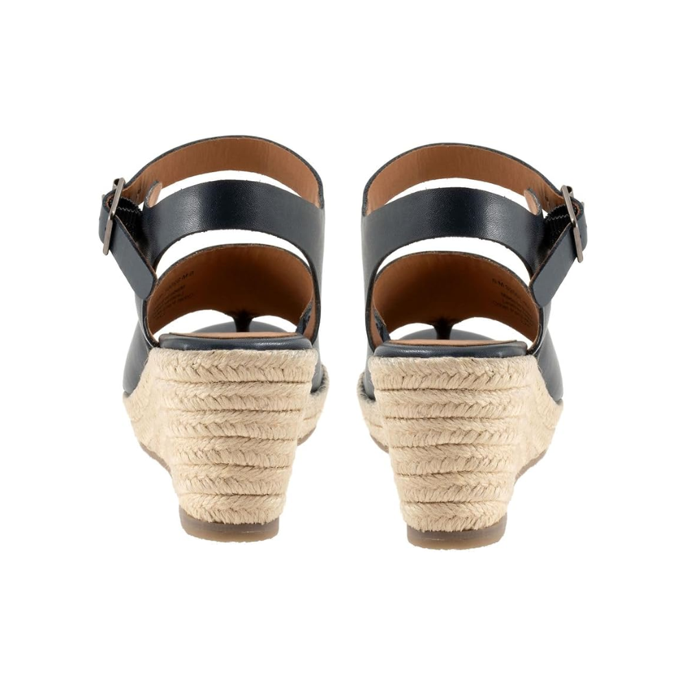 SoftWalk Hilo Women's Leather Platform Wedge Sandal - Navy