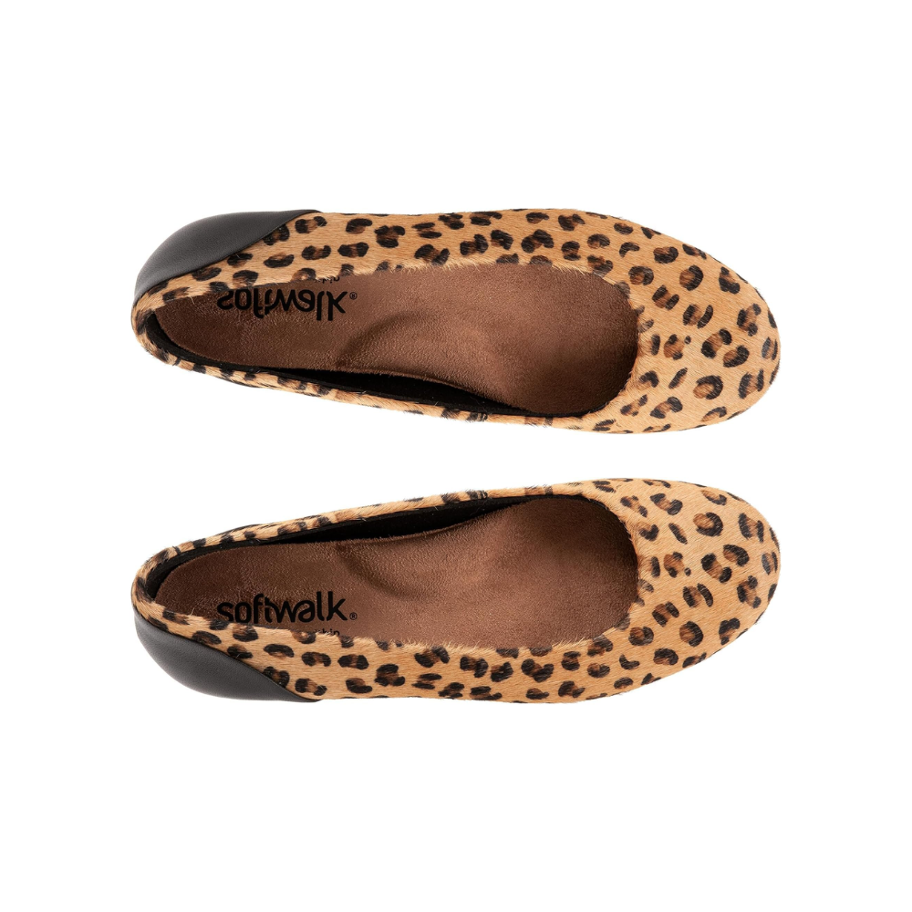 SoftWalk Women's Sonoma Leather Ballet Flat - Tan Cheetah