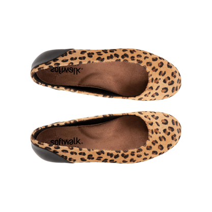 SoftWalk Women's Sonoma Leather Ballet Flat - Tan Cheetah