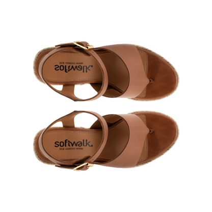 SoftWalk Hilo Women's Leather Platform Wedge Sandal - Luggage