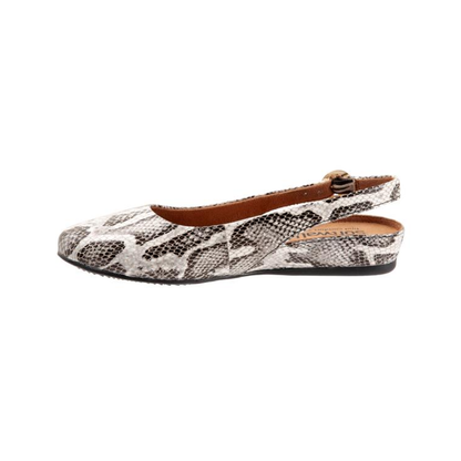 Softwalk Sandy Slingback Flat Women's Shoes - Black White Snake