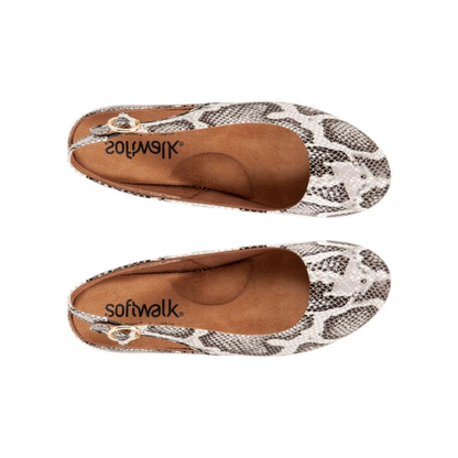 Softwalk Sandy Slingback Flat Women's Shoes - Black White Snake
