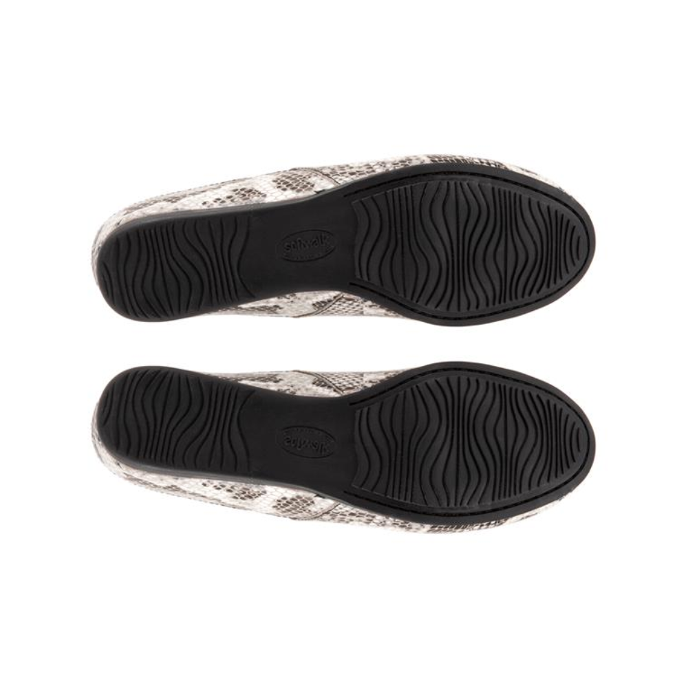 Softwalk Sandy Slingback Flat Women's Shoes - Black White Snake