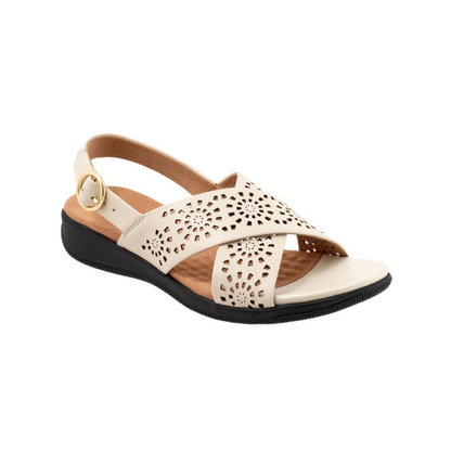 SoftWalk Tillman Sling Perf Women’s Comfortable Leather Sandal - Bone