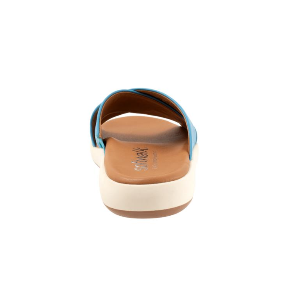 SoftWalk Jesi Women's Leather Crisscross Slide Sandal - Sky Blue