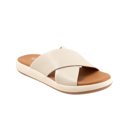 SoftWalk Jesi Women's Leather Crisscross Slide Sandal - Ivory