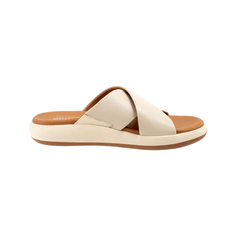SoftWalk Jesi Women's Leather Crisscross Slide Sandal - Ivory