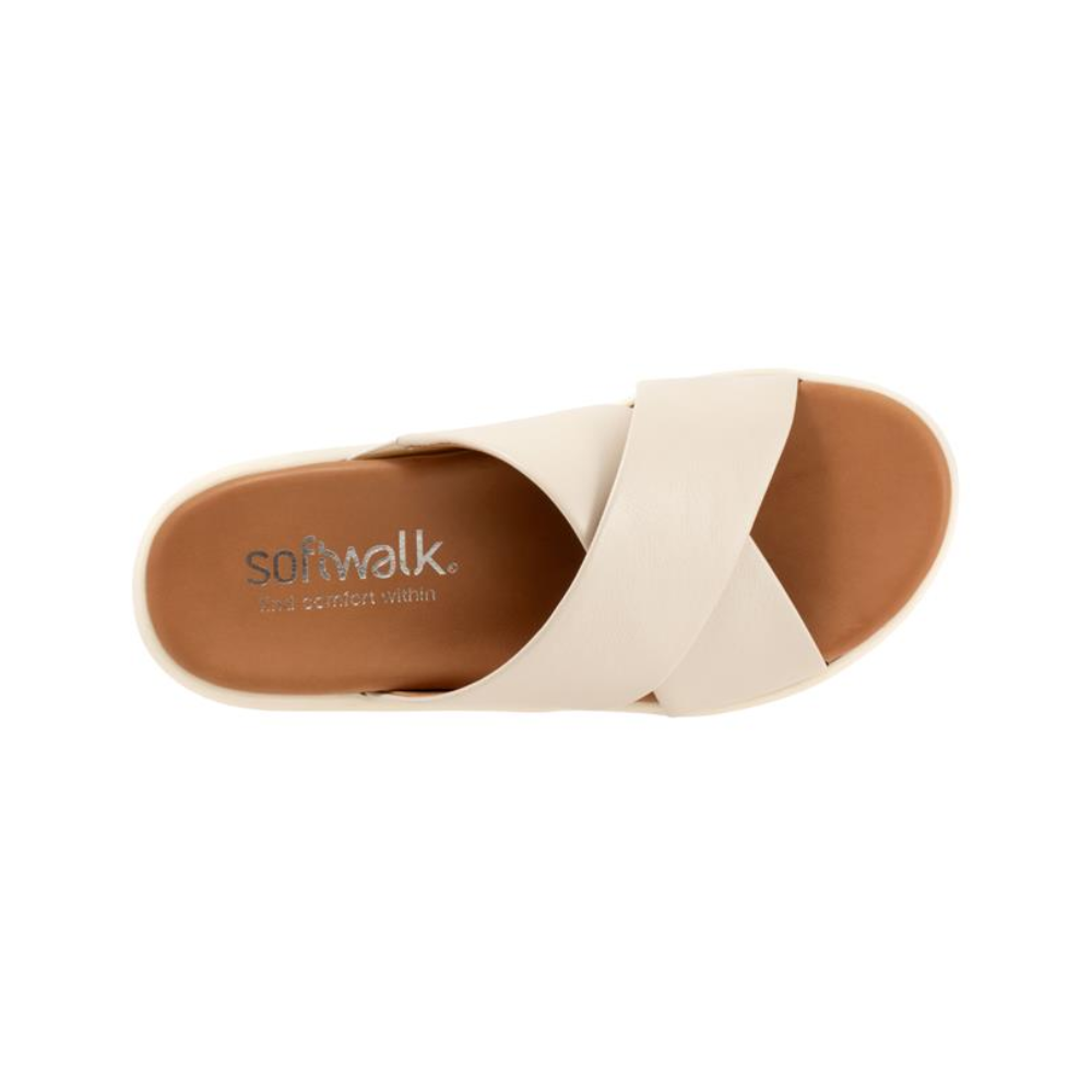 SoftWalk Jesi Women's Leather Crisscross Slide Sandal - Ivory
