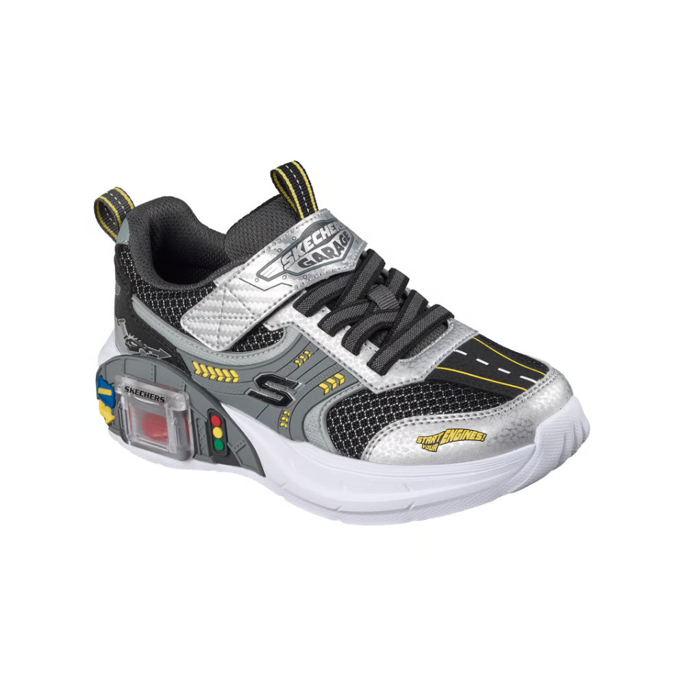 Skechers Garage Boys Light Adaptive Car Toy Storage Sneaker - Silver / Black 402150L