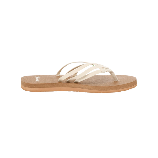 Sanuk Women Yoga Sandy II Memory Foam Flip Flop Sandal Tan White