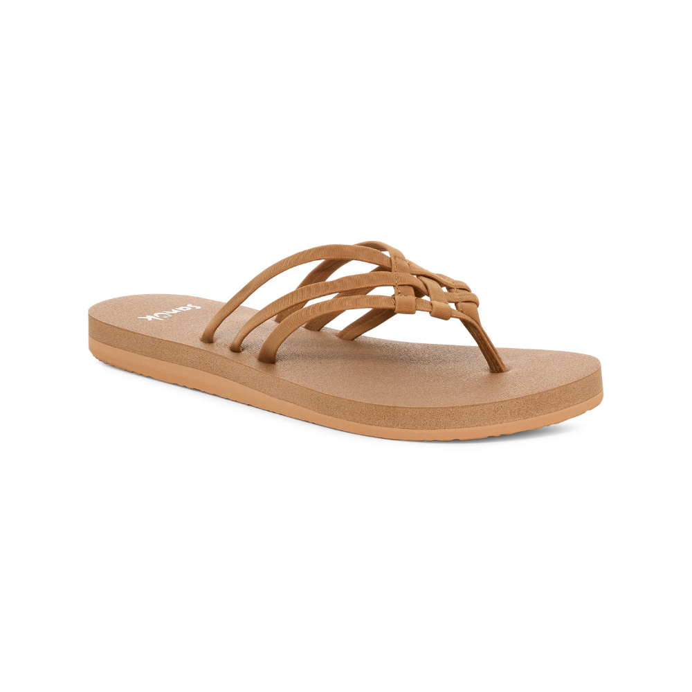 Sanuk Women Yoga Sandy II Memory Foam Flip Flop Sandal Tobacco Brown