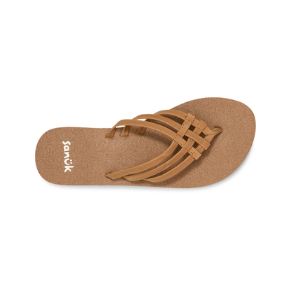 Sanuk Women Yoga Sandy II Memory Foam Flip Flop Sandal Tobacco Brown