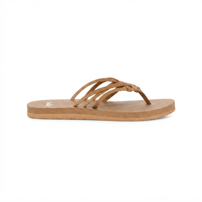 Sanuk Women Yoga Sandy II Memory Foam Flip Flop Sandal Tobacco Brown