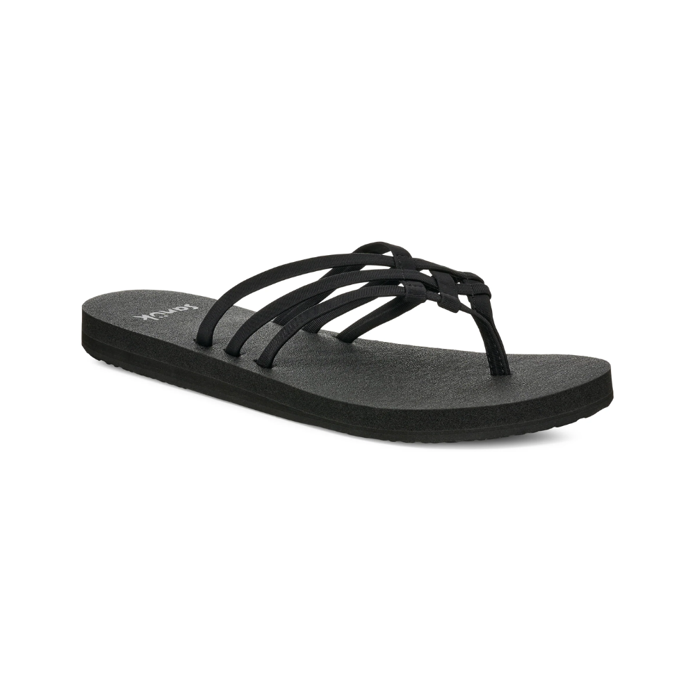 Sanuk Women Yoga Sandy II Memory Foam Flip Flop Sandal Black