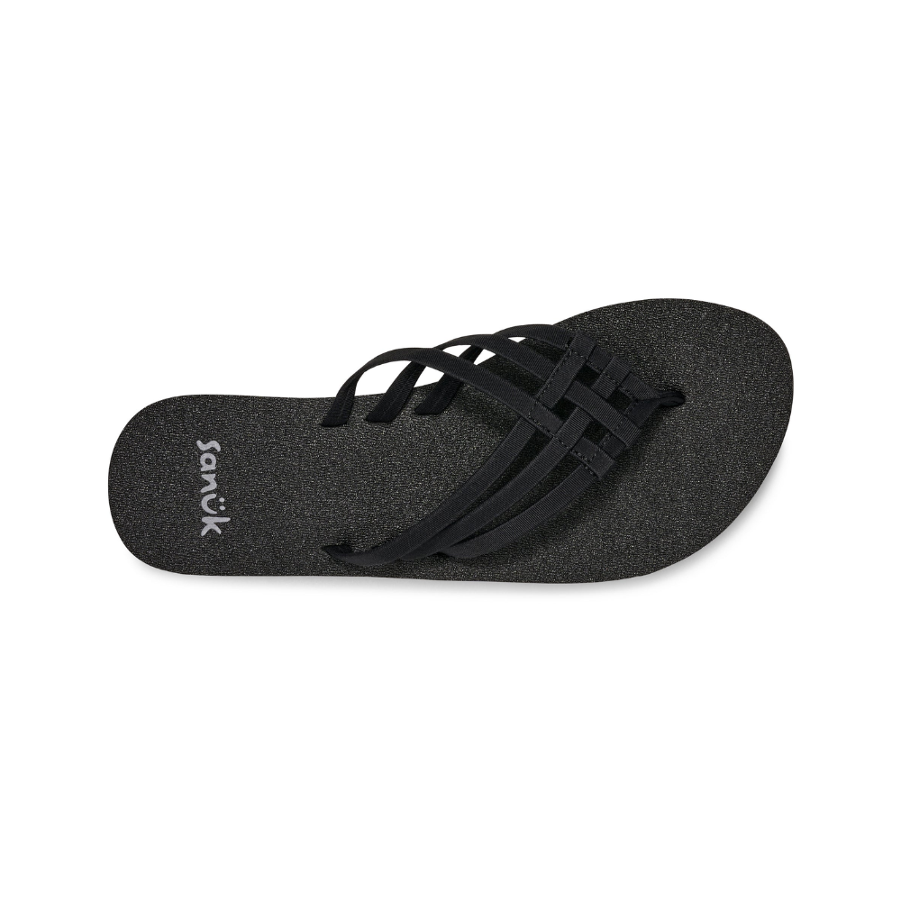 Sanuk Women Yoga Sandy II Memory Foam Flip Flop Sandal Black
