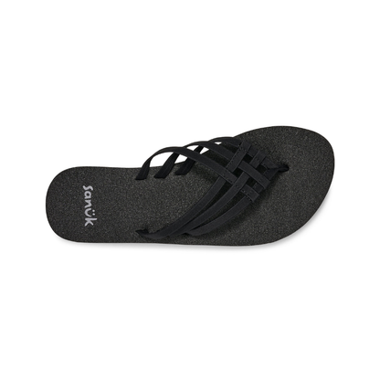 Sanuk Women Yoga Sandy II Memory Foam Flip Flop Sandal Black