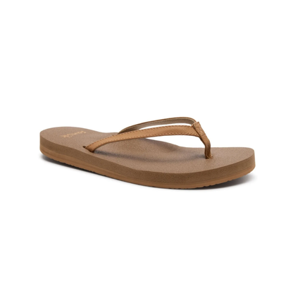 Sanuk Womens Yoga Joy II Flip Flop Sandals Tan  Memory Foam Yoga Mat
