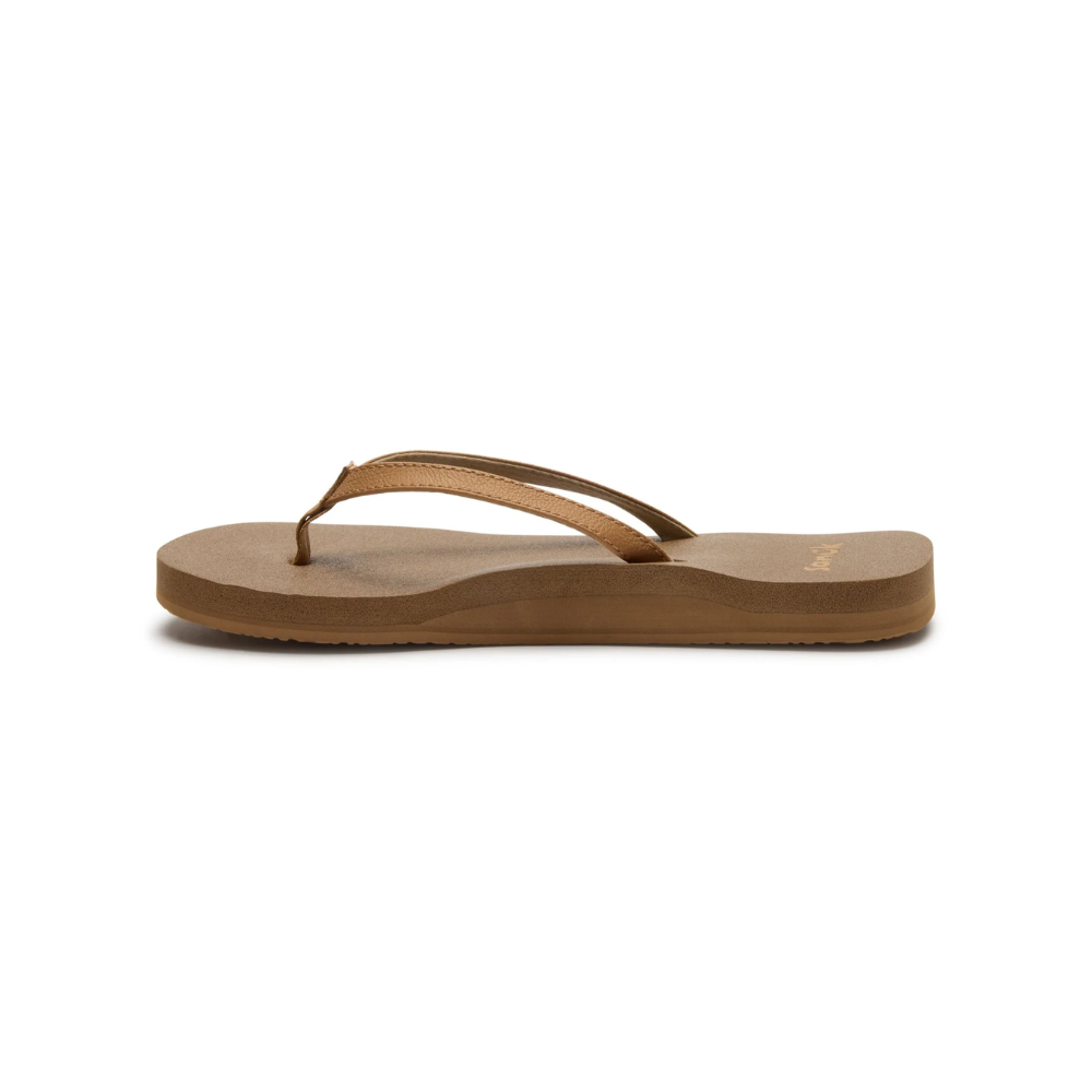 Sanuk Womens Yoga Joy II Flip Flop Sandals Tan  Memory Foam Yoga Mat