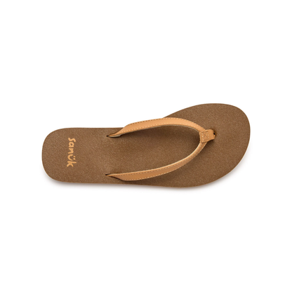 Sanuk Womens Yoga Joy II Flip Flop Sandals Tan  Memory Foam Yoga Mat