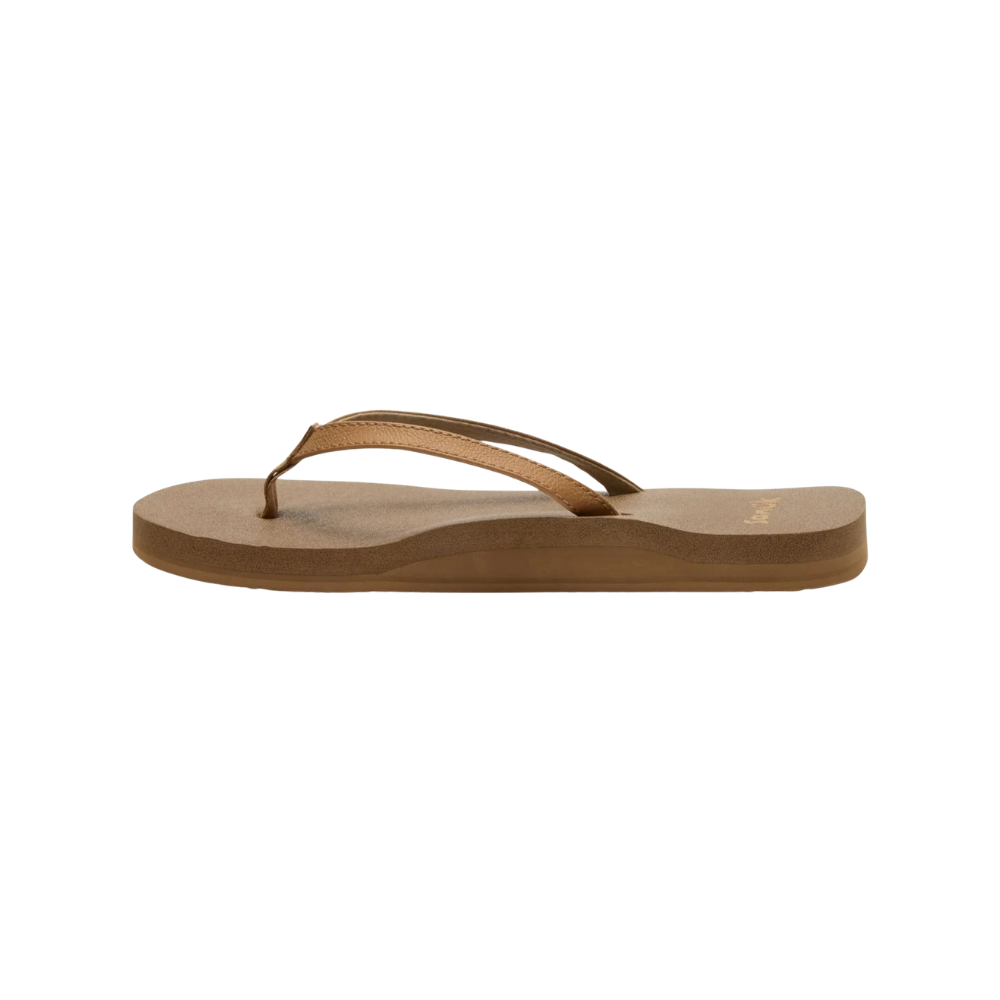 Sanuk Womens Yoga Joy II Flip Flop Sandals Tan  Memory Foam Yoga Mat