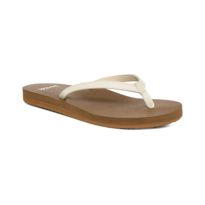 Sanuk Womens Yoga Joy II Flip Flop Sandals White Memory Foam Yoga Mat