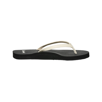 Sanuk Womens Yoga Joy II Flip Flop Sandals White/Black Memory Foam Yoga Mat