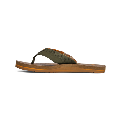 Sanuk Beer Cozy IV - Men's Memory Foam Beach Flip Flops - Dark Olive