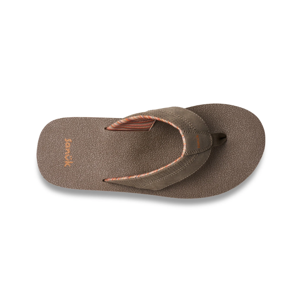Sanuk Beer Cozy IV - Men's Memory Foam Beach Flip Flops - Brindle