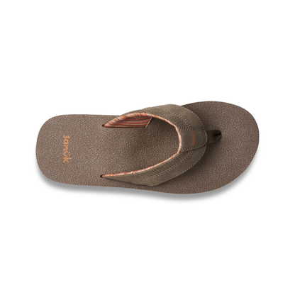 Sanuk Beer Cozy IV - Men's Memory Foam Beach Flip Flops - Brindle