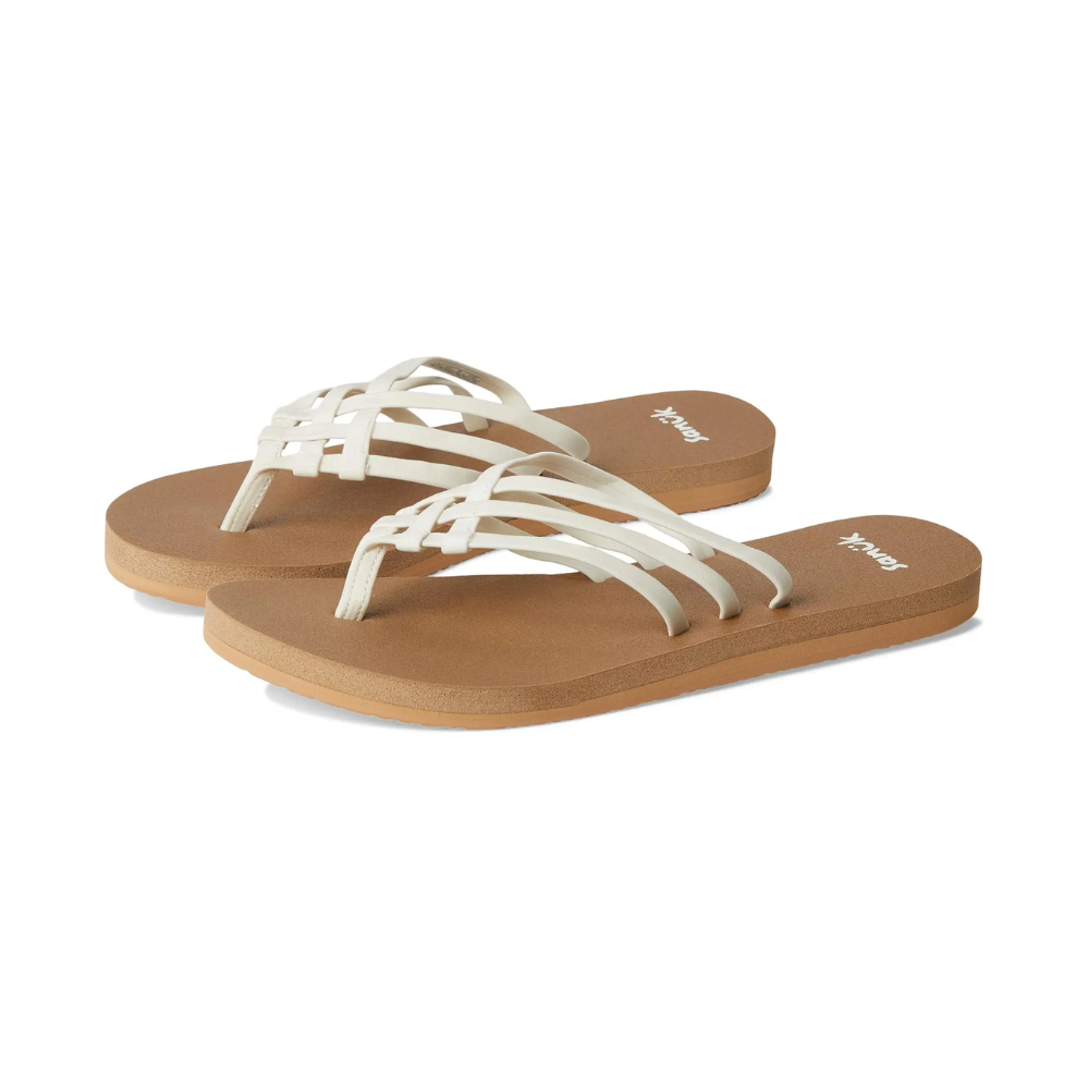 Sanuk Womens Yoga Joy II Flip Flop Sandals White Memory Foam Yoga Mat