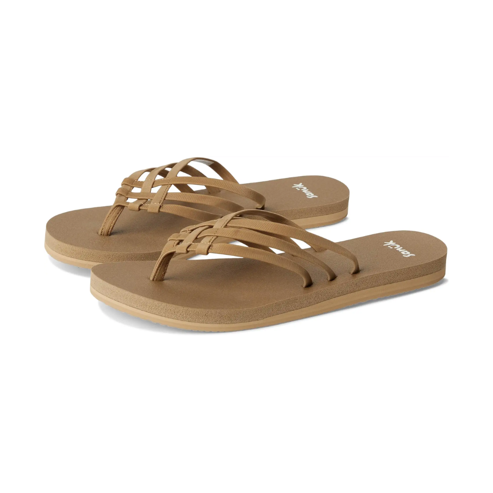 Sanuk Women Yoga Sandy II Memory Foam Flip Flop Sandal Tobacco Brown