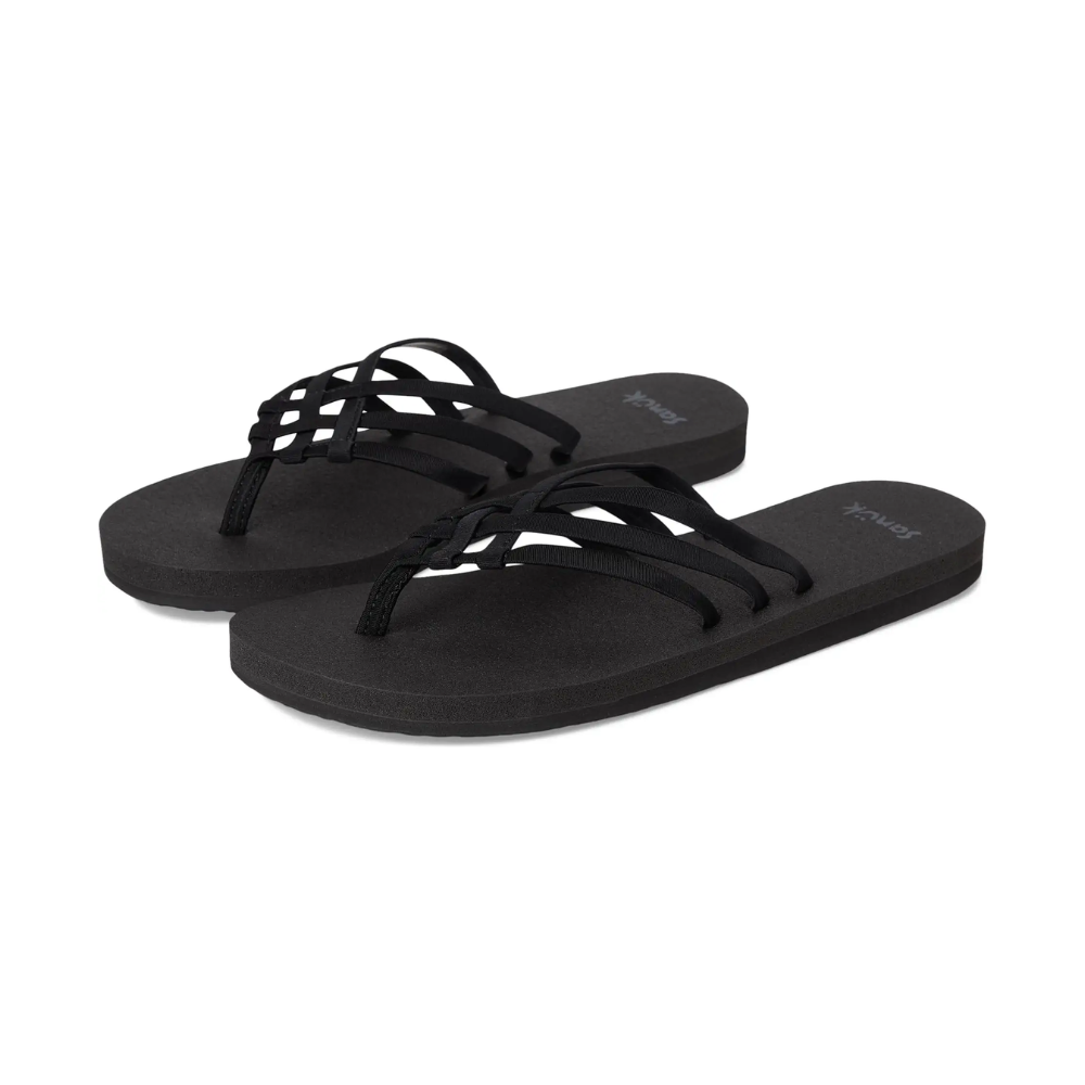 Sanuk Women Yoga Sandy II Memory Foam Flip Flop Sandal Black
